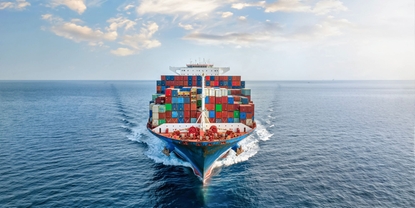 Global maritime cargo fleet traverses the seas.
