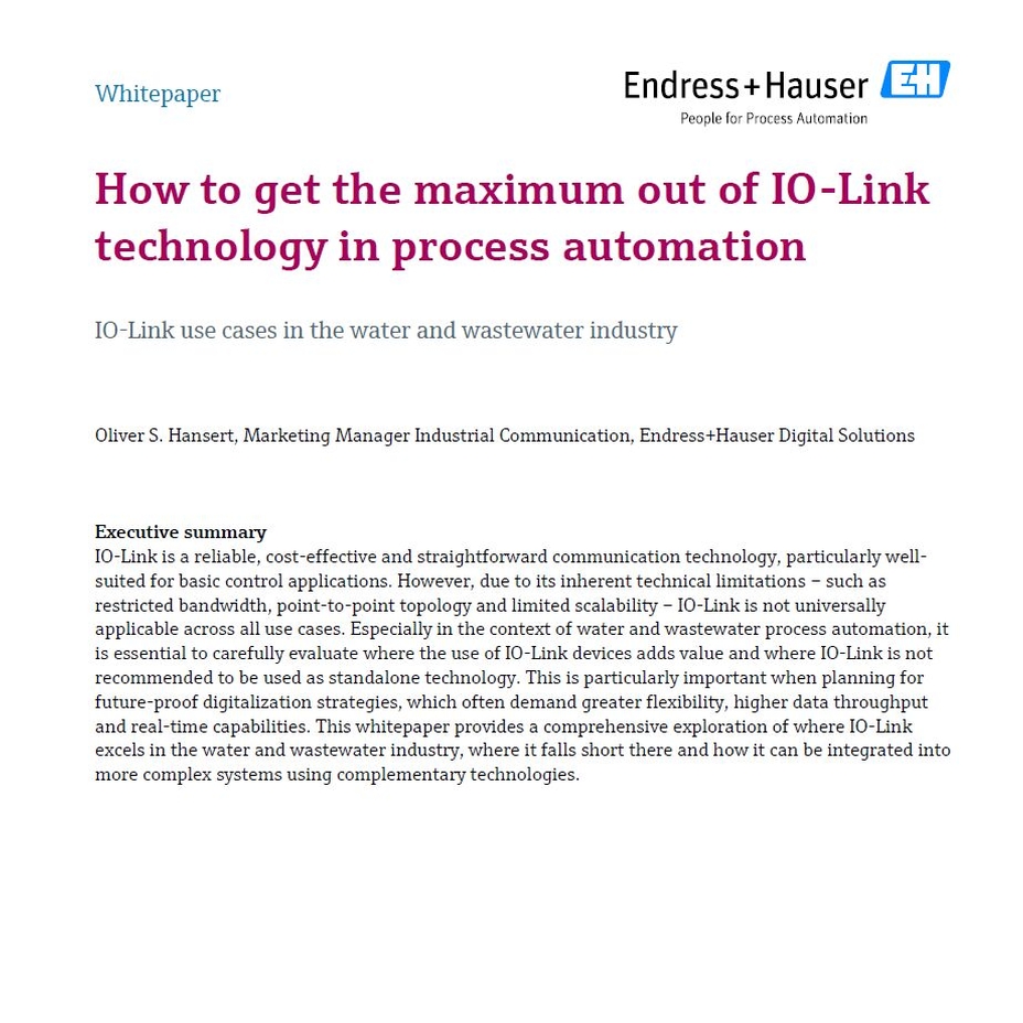 IO-Link use cases in the water and wastewater industry