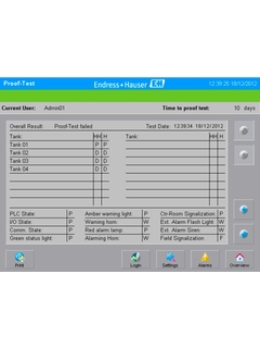 Proof Test Screen of the Overfill Prevention System SOP600 Overfill Prevention System SOP600 Proof Test Screen